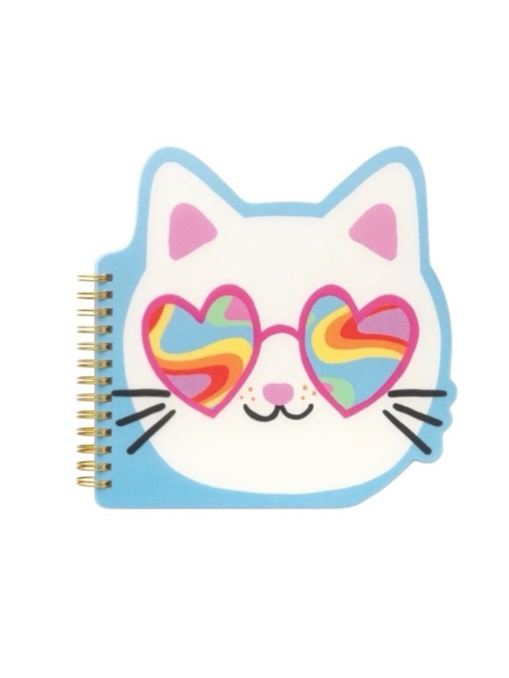 Whimsical Cat-Shaped Kids Notebook with Heart Glasses